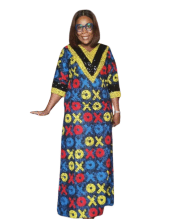 Vibrant XOXO Print Kaftan with Sequin Neckline