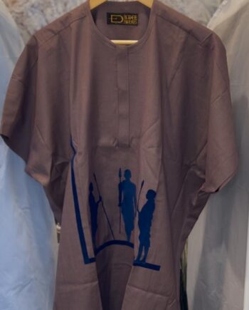 Men’s African Warrior Print Kaftan – Brown